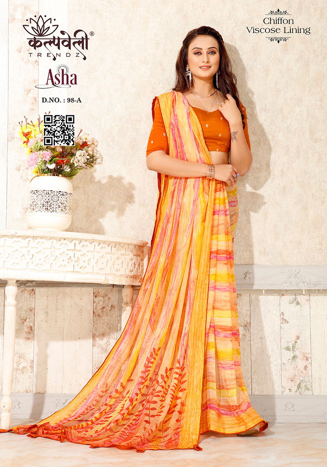 Asha 98 By Kalpatru Chiffon Viscose Printed Sarees Wholesale Price In Surat